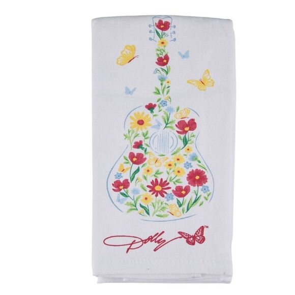 Dolly Parton Floral Guitar Print Kitchen Towel- Set Of 2 - Picture 3 of 7